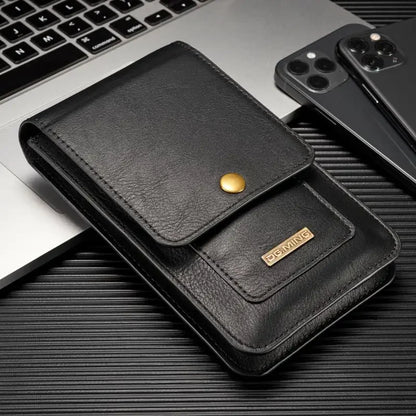 Universal Leather Wallet Phone Case – Belt Clip Cover for iPhone, Samsung, Xiaomi, Waist Bag Holster Pouch for Outdoor Sports & Running
