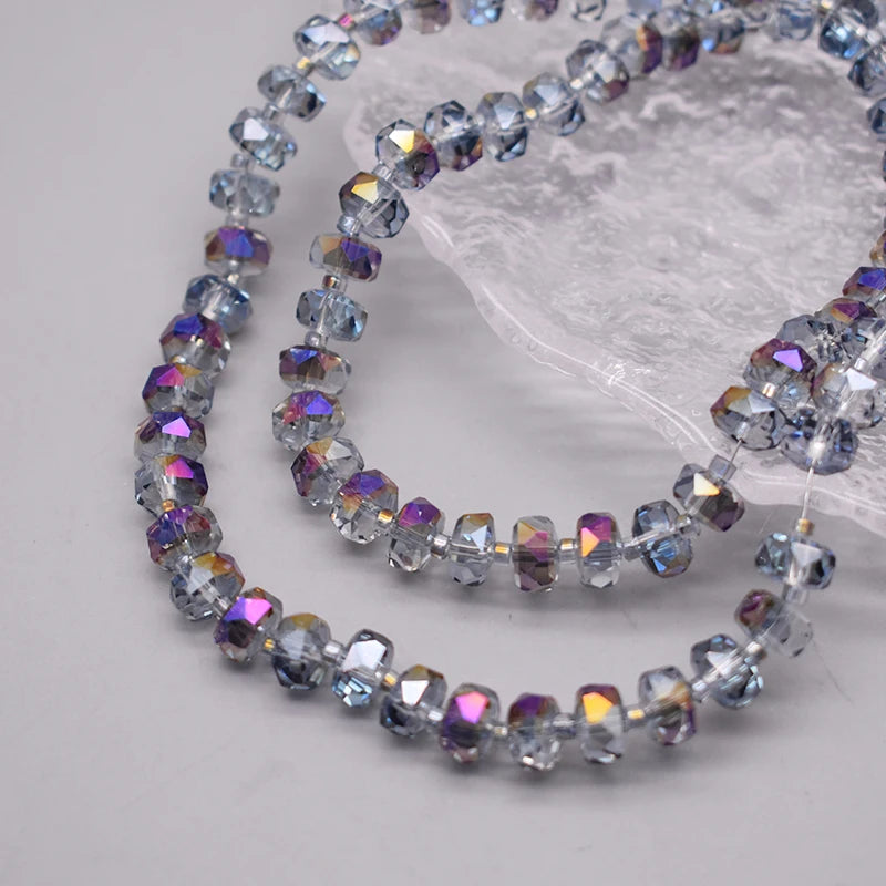 8mm Crystal Glass Beads Set - 30PCS Color Wheel Faceted Round Loose Beads for DIY Jewelry Making & Bracelets