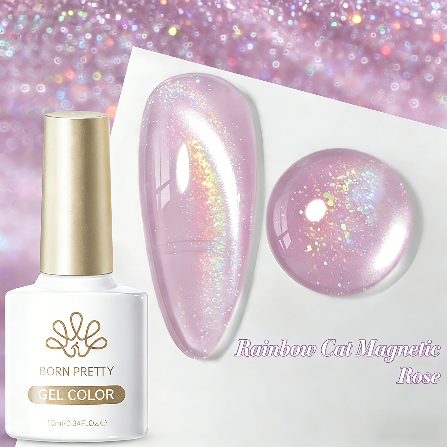 BORN PRETTY Cat Magnetic Gel Nail Polish 117 Colors 10ml Full Coverage Semi-Permanent Soak-Off Nail Varnish for Salon Manicure Glitter Cat Eye Nails