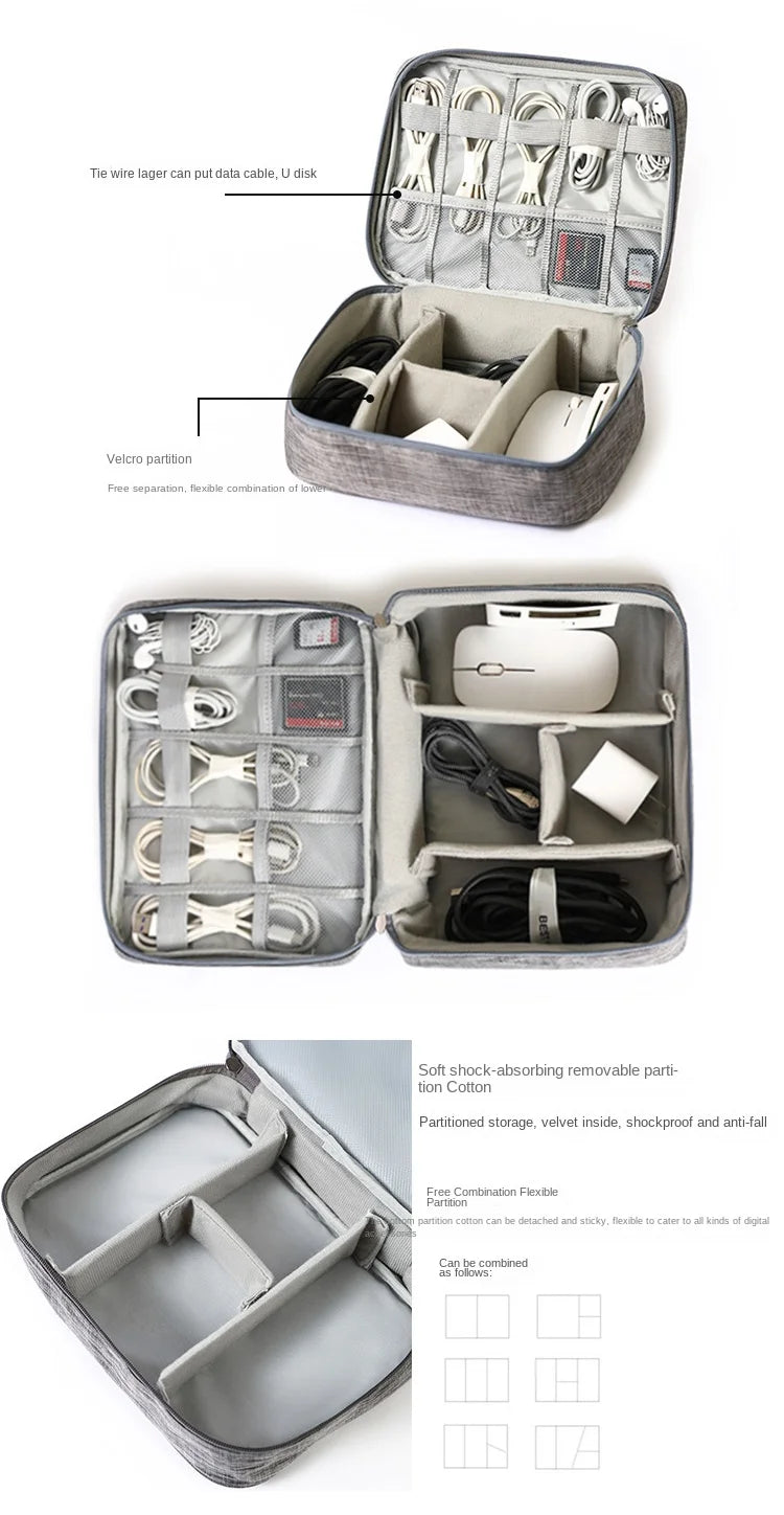 Waterproof Portable Cable Storage Bag – Digital Organizer for USB Cables, Chargers & Travel Accessories