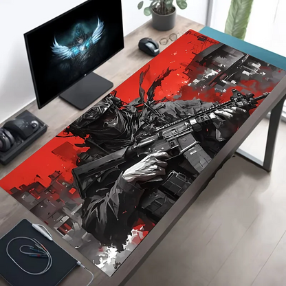 XXL Tactical Soldier Mouse Pad — Large Non-Slip Gaming Desk Pad with Stitched Edges