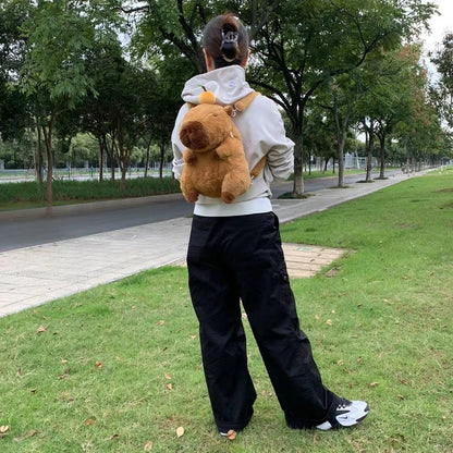 Kawaii Capybara Plush Backpack: Fashionable Plushie Doll Fur Bag - Children's Shoulder Bag Mini Knapsack, Cute Gift for Girlfriend