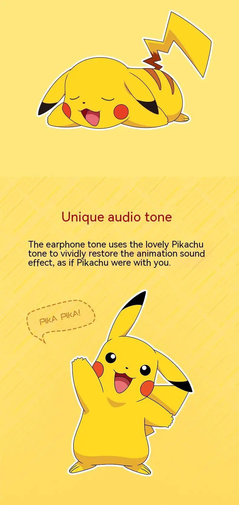 Pokémon Pikachu Wireless Bluetooth 5.0 Earphones – Noise Reduction Sport Headphones with Touch Control & Mic, Universal Gift