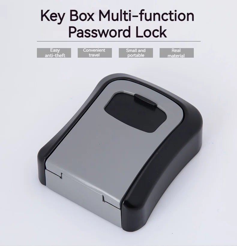 Wall Mount Key Lock Box - 4 Digit Password Code Security Lock for Home Office, Key Safe Secret Storage Box Organizer, No Key Needed