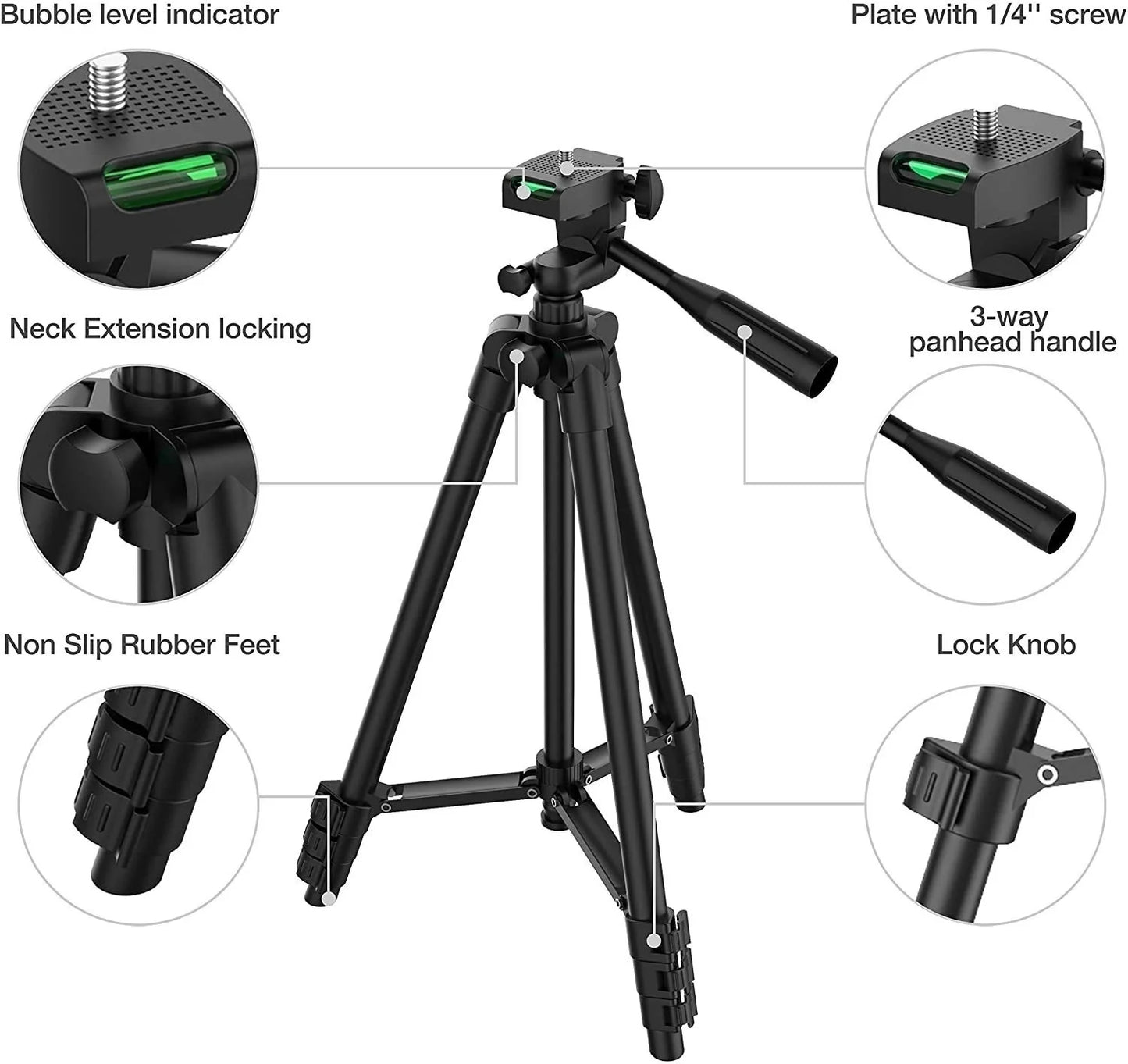 100cm Phone Tripod Stand – Video Recording Tripod with Bluetooth Remote, Universal Camera & Phone Photography Stand