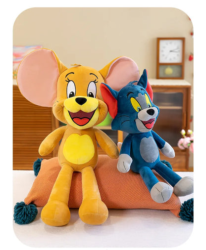 35/45/65cm Cute Cat & Mouse Plush Doll — Large Tom & Jerry Cartoon Stuffed Toy, Children's Soothing Companion Gift