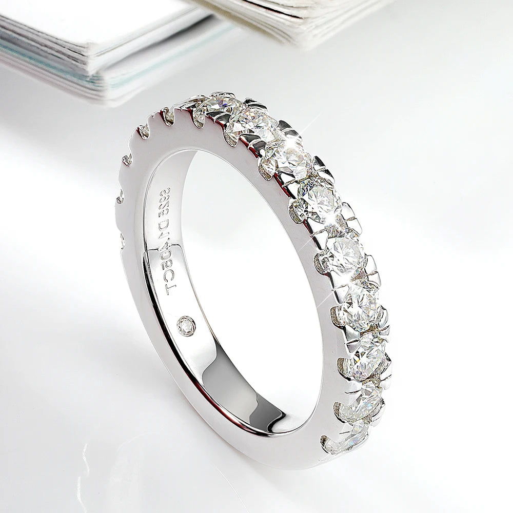 Serenity D Color VVS1 Moissanite Row Ring 1.4cttw — 100% S925 Sterling Silver Lab Diamond Ring for Women, 18K Plated Anniversary Gift