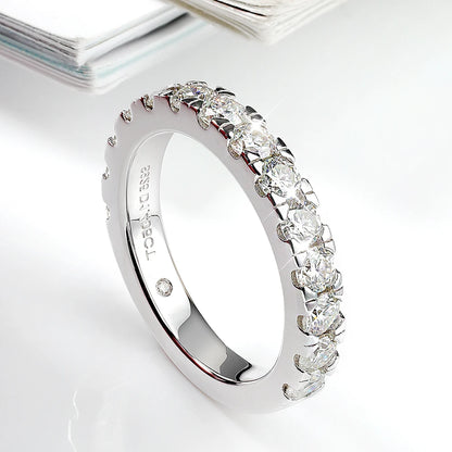 Serenity D Color VVS1 Moissanite Row Ring 1.4cttw — 100% S925 Sterling Silver Lab Diamond Ring for Women, 18K Plated Anniversary Gift