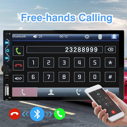 7" Wireless 2DIN Car Radio Stereo – HD Touchscreen CarPlay Android Auto Video Player with Bluetooth, FM & Rear View Camera