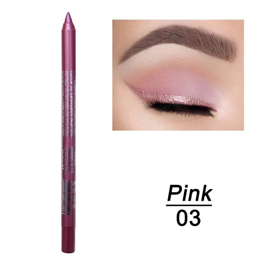 14 Color Metallic Eyeliner Pen – High Pigmented, Pearly Shimmer, Smokey & Punk Style, Long-Lasting & Waterproof