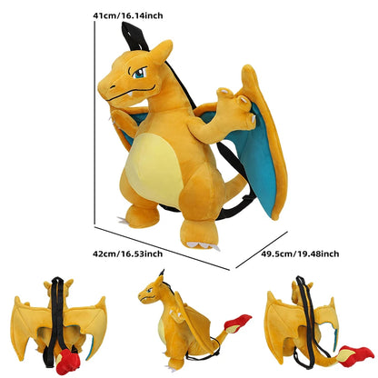 17 Styles Mario & Pokemon Plush Backpack – Koopa, Charizard, Mimikyu, Eevee, Snorlax, Gengar, Mew Turtle Shell Stuffed Toy Bag