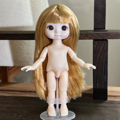 16CM Articulated Doll — 3D Simulation Eyes, 13-Joint Multi-Expression Little Girl Toy