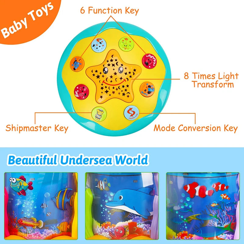 Baby Ocean Light Projector Toy - Musical Montessori Sensory Learning Toy for Toddlers 1-3 Years