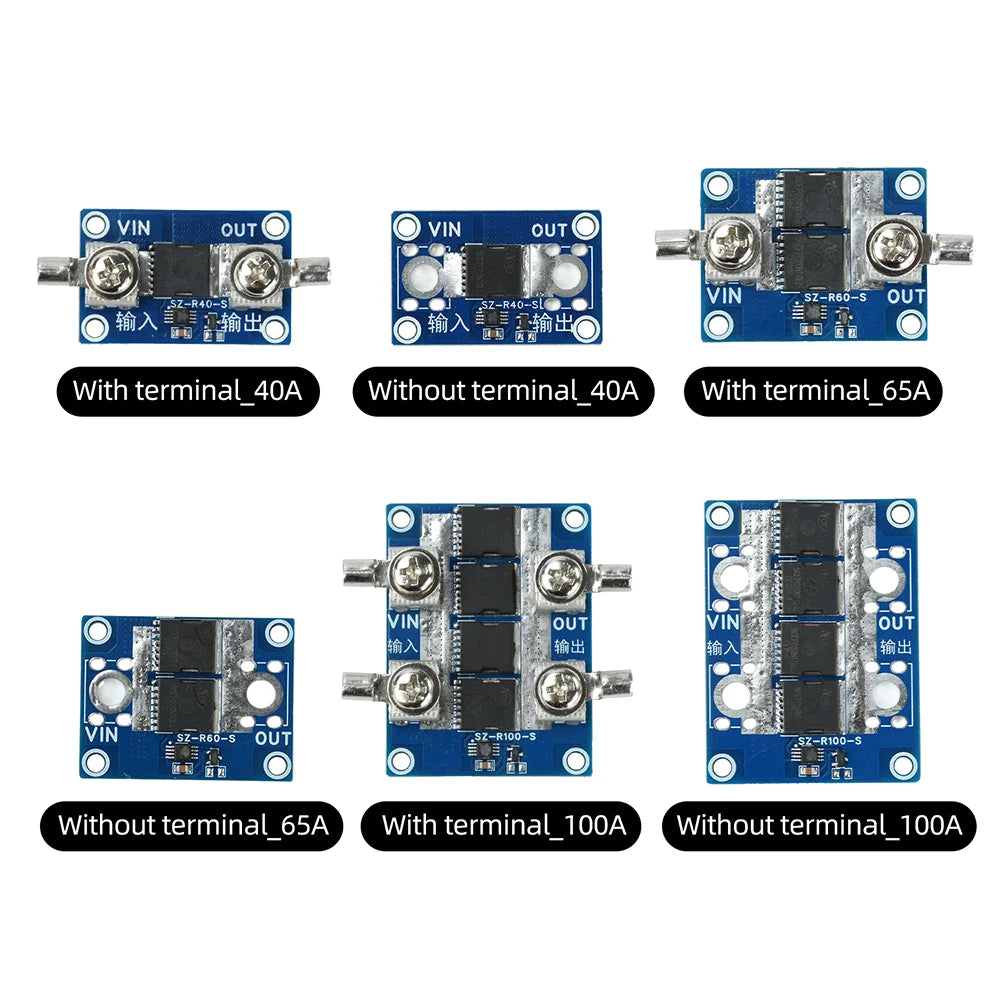 Ideal Diode Module 40A 65A 100A - No-Ground Anti-Reverse Current & Backfeed Protection for Solar and Battery Power Systems