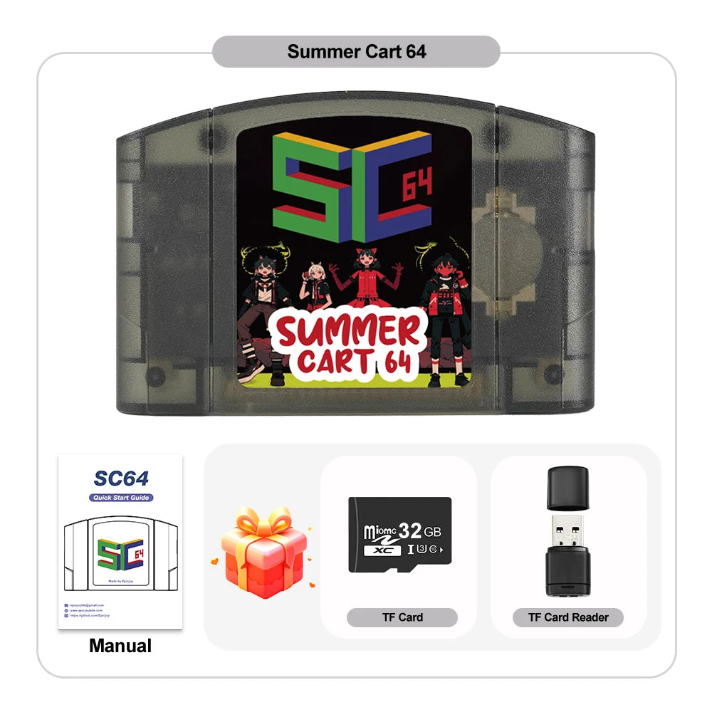 EPICJOY SummerCart 64 – 32GB Open Source N64 Game Card for Nintendo 64 Console, 5400+ Games & 64DD Support