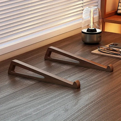 Foldable Wooden Laptop Stand - Ergonomic 12° Adjustable Angle with Cooling Ventilation Design