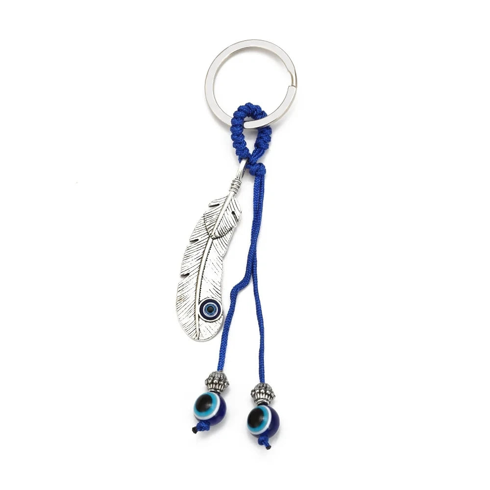 Lucky Eye Fatima Hand Keychain – Alloy Tree of Life Elephant Owl Blue Turkish Evil Eye Car Keyring Jewelry for Men & Women Gift