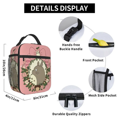Totoro Miyazaki Anime Insulated Lunch Tote Bag – Portable Thermal Cooler for School & Office