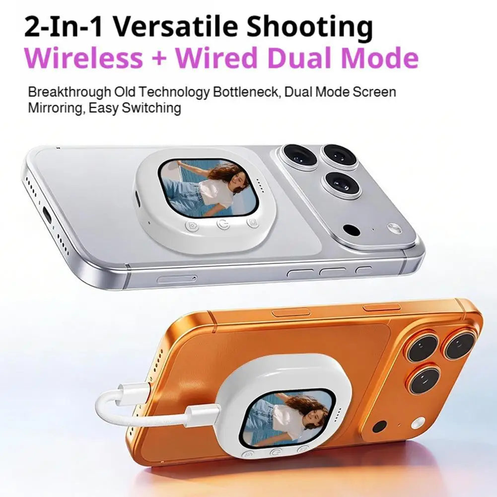 Mini Wireless Magnetic Phone Screen Projector - Rear Camera Selfie Monitor for Vlog & Live Streaming