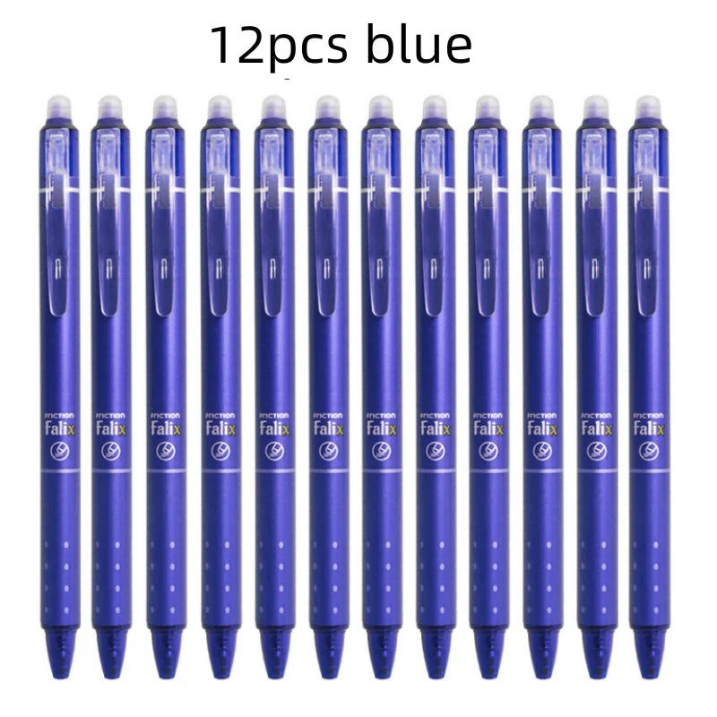 0.5mm Press-Type Erasable Gel Pens – Black & Blue Ink, Washable, Super Capacity Refills, Smooth Writing Bullet Pen