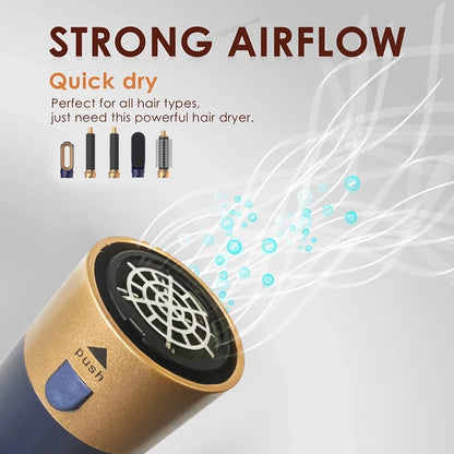 2024 New 5 in 1 Hair Dryer Hot Comb Set – Professional Curling Iron & Hair Straightener Styling Tool for Dyson Airwrap