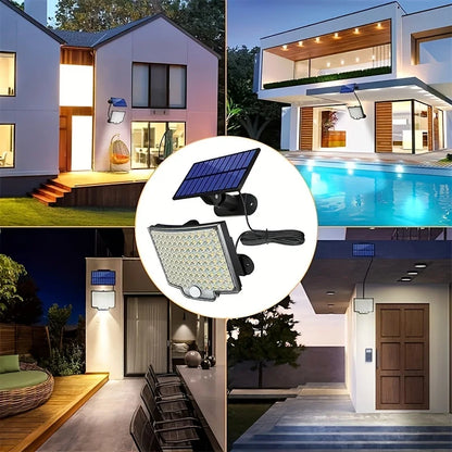 106LED Solar Floodlight with Motion Sensor - Waterproof Outdoor Light with Remote Control & 3 Modes for Patio, Garage, Backyard
