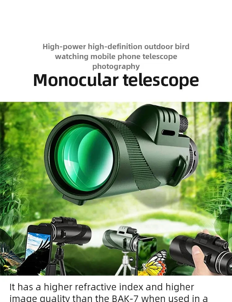 80x100 Portable HD Zoom Telescope | Folding Long-Distance Mini Telescope for Hunting, Camping & Travel