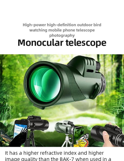 80x100 Portable HD Zoom Telescope | Folding Long-Distance Mini Telescope for Hunting, Camping & Travel