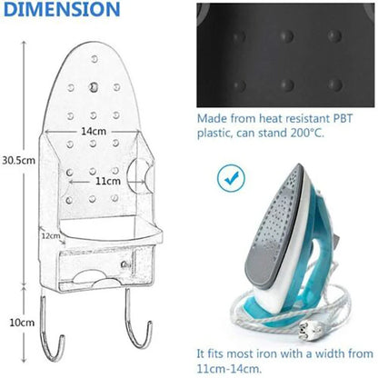 Keep Your Iron Handy: Portable Iron Holder - Wall Mount Ironing Board Hanger - Black and White Iron Storage Rack for Home or Hotel Use - Convenient Storage Solution