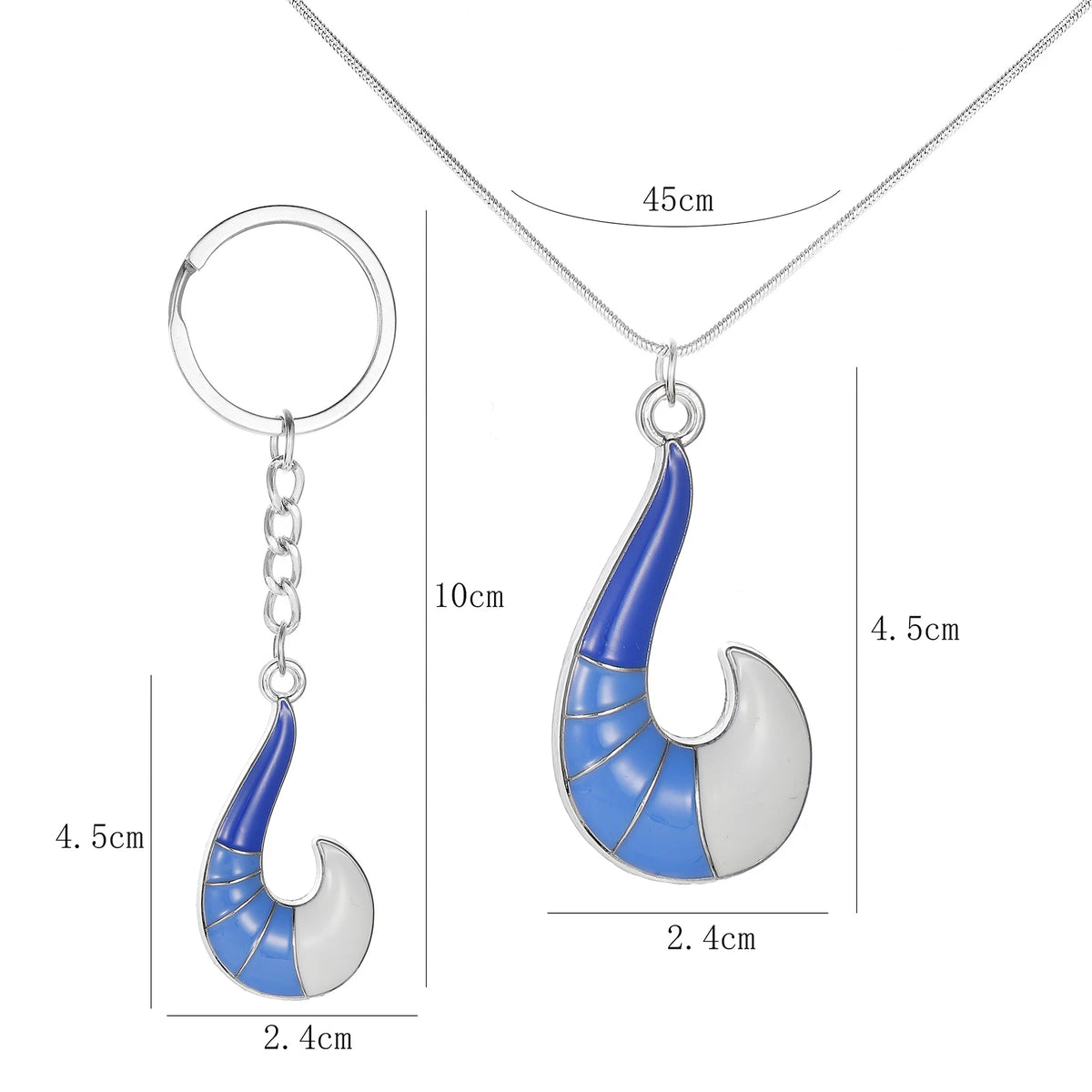 Blue Geometric Fox Tail Pendant Necklace - Unisex Anime-Inspired Fashion Jewelry and Trendy Gift Accessory