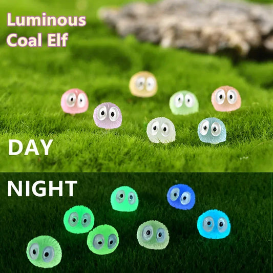20Pcs Luminous Mini Figurines – Glowing Briquettes, Elfs, Black Ball & Duck for Fairy Garden Home Decor