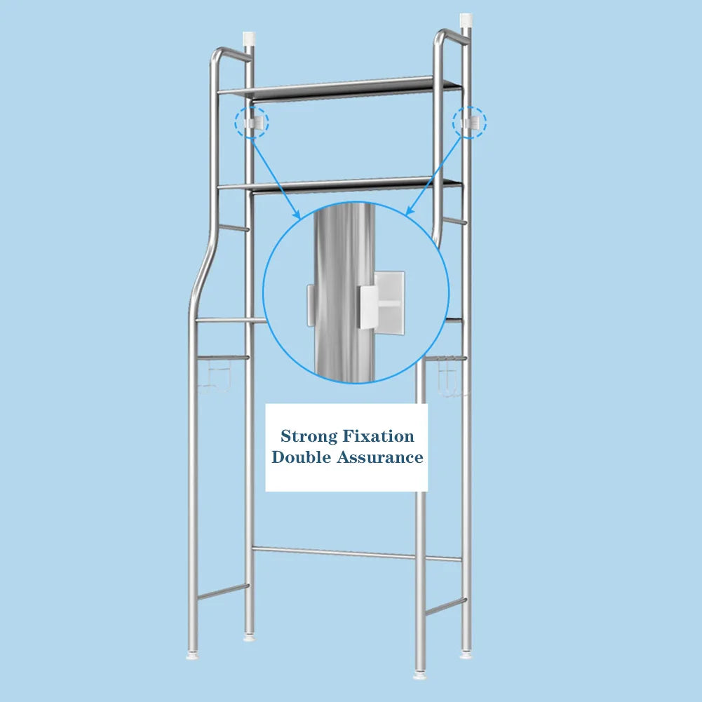 Metal Over-The-Toilet Storage Rack – Bathroom Organizer with Towel Hooks & Toilet Paper Holder