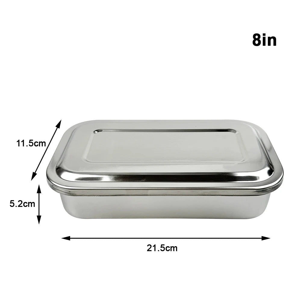Stainless Steel Dental Instruments Tray with Lid – Surgical Sterilization & Disinfection Container