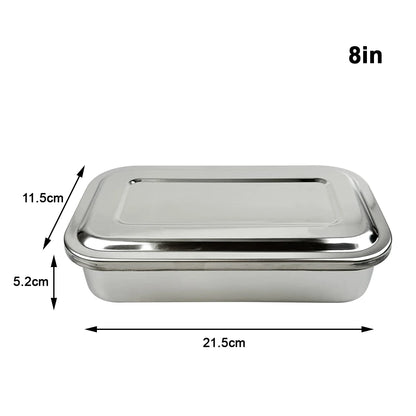 Stainless Steel Dental Instruments Tray with Lid – Surgical Sterilization & Disinfection Container