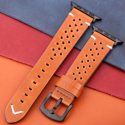 Genuine Leather Apple Watch Strap – Compatible with Series 7, 6, 5, 4, SE (40mm–49mm) for Men & Women