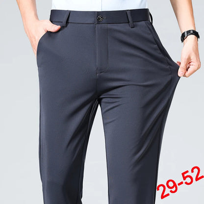 Plus Size Men's Business Suit Pants – Stretch Formal Dress Trousers | Classic Black for Big Men
