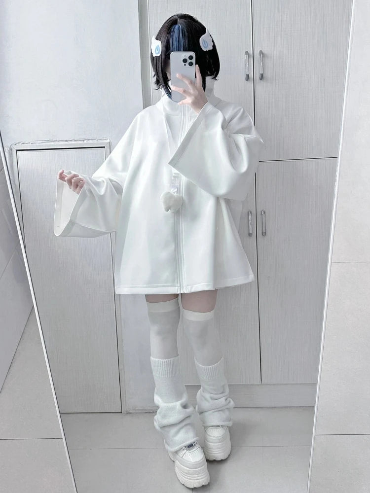 Spring Casual Hoodie – Women’s Loose Y2K Aesthetic Oversized Embroidered Harajuku Zipper Grunge Sweatshirt