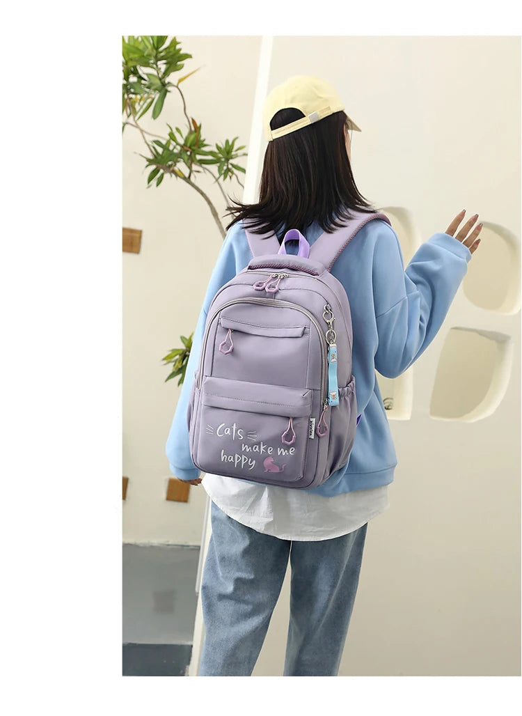 Teen Girls School Backpack | Pink Waterproof Bag for Primary & Middle School Students