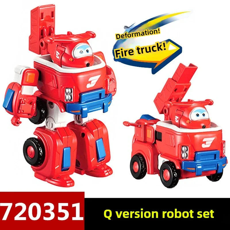 Auldey Super Wings Q Bao Police Transforming Robot Figure - Rescue Fire Truck Action Toy for Kids