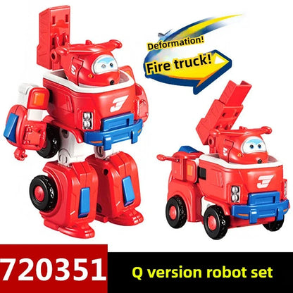 Auldey Super Wings Q Bao Police Transforming Robot Figure - Rescue Fire Truck Action Toy for Kids