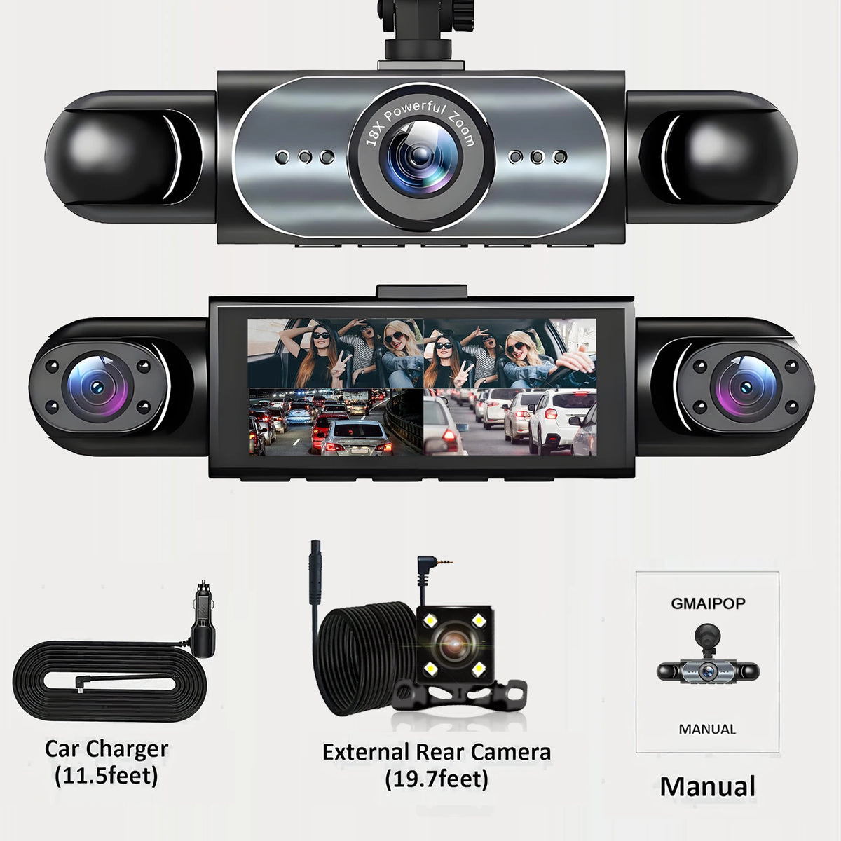 4-Channel 360° Dash Cam - Car Video Recorder with Night Vision, Parking Monitor & Loop Recording