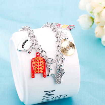 Michael Jackson Music Charm Bracelet - Infinity Style Singer Fan Jewelry and Gift for Music Lovers