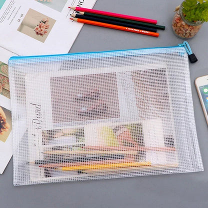 Mesh Zipper Document Bag Set - 3/5PCS A3 A4 A5 A6 Stationery Storage Pouches for School & Office Supplies
