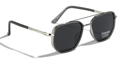 Peekaboo TR90 Polarized Sunglasses – Retro Metal Square Style for Men & Women, UV400 Double Bridge Driving Glasses