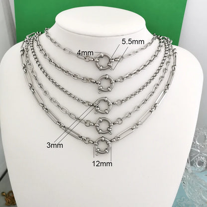 Spring Sailor Clasp Necklace – Stainless Steel Paperclip Link Chain Choker for Women & Men, Geometric PVD Gold Jewelry