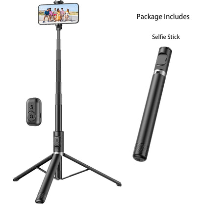Selfieshow Wireless Selfie Stick – 72 Inch Portable Aluminum Alloy Tripod with Bluetooth Remote for iOS & Android Phones
