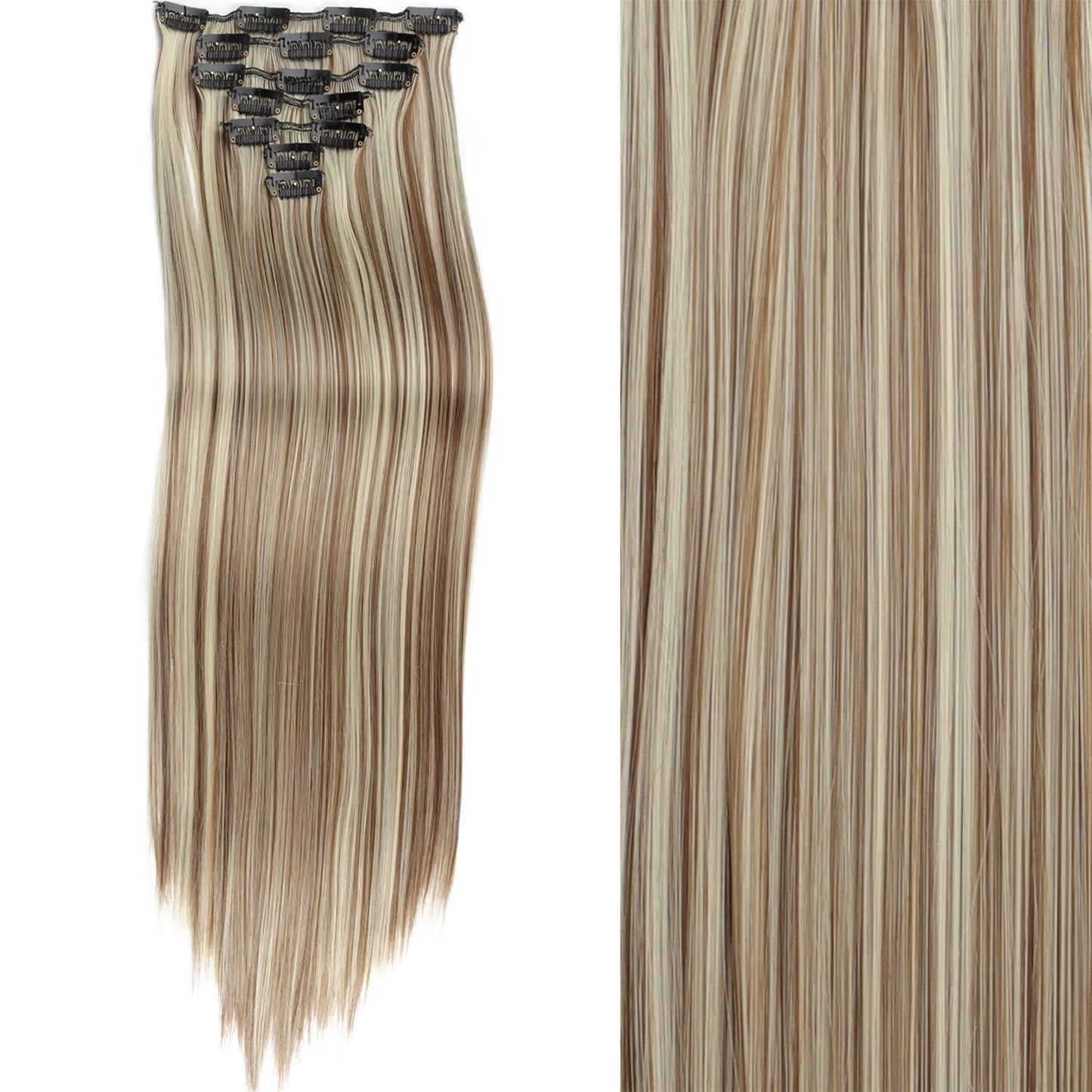 Women’s 7Pcs Hair Extensions with 16 Clips – Natural Black Straight Ombre Hairpiece