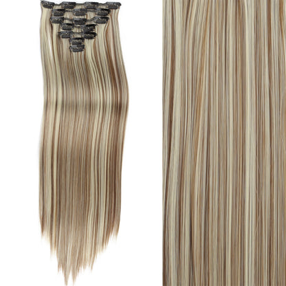Women’s 7Pcs Hair Extensions with 16 Clips – Natural Black Straight Ombre Hairpiece