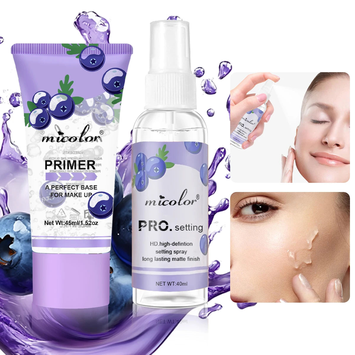 Makeup Primer & Setting Spray Set - Pore-Blurring Base and Long-Lasting Makeup Finish