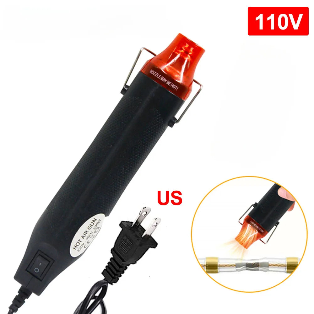 220/110V Hot Air Gun DIY Tool - Mini Soldering Blower with Temperature Control, Shrink and Supporting Seat for Crafts